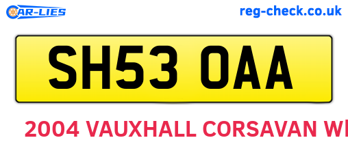 SH53OAA are the vehicle registration plates.
