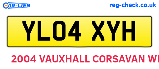 YL04XYH are the vehicle registration plates.
