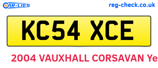 KC54XCE are the vehicle registration plates.