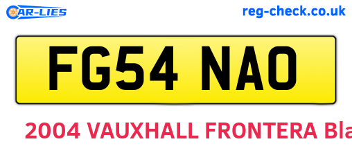 FG54NAO are the vehicle registration plates.