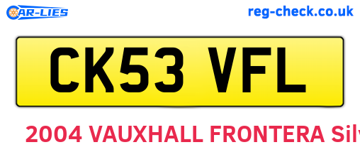 CK53VFL are the vehicle registration plates.