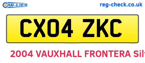 CX04ZKC are the vehicle registration plates.