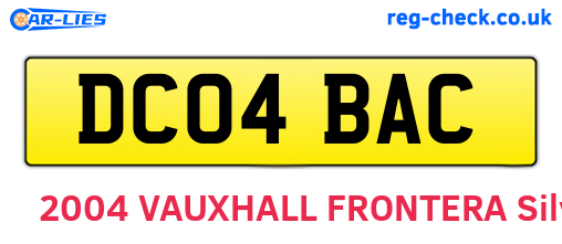 DC04BAC are the vehicle registration plates.