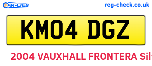 KM04DGZ are the vehicle registration plates.
