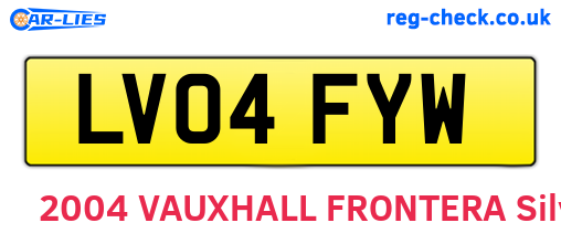 LV04FYW are the vehicle registration plates.