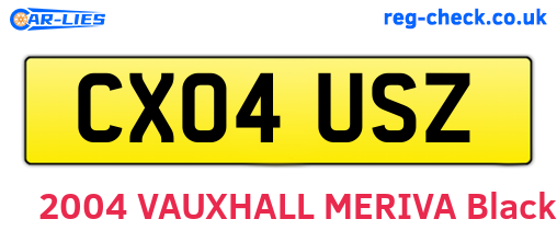 CX04USZ are the vehicle registration plates.