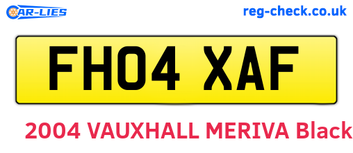 FH04XAF are the vehicle registration plates.