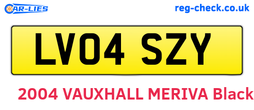 LV04SZY are the vehicle registration plates.