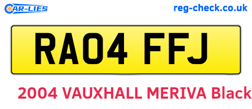 RA04FFJ are the vehicle registration plates.