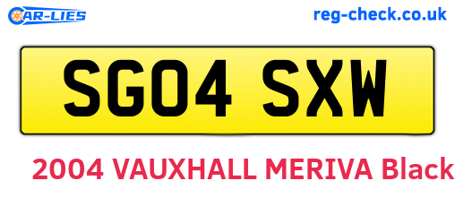 SG04SXW are the vehicle registration plates.