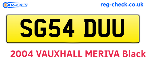SG54DUU are the vehicle registration plates.