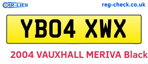 YB04XWX are the vehicle registration plates.