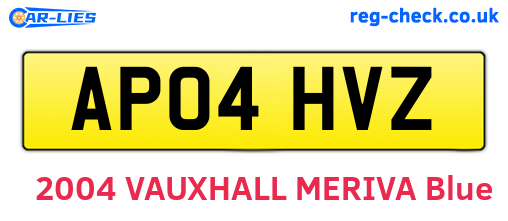 AP04HVZ are the vehicle registration plates.