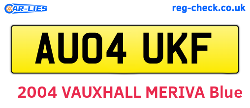 AU04UKF are the vehicle registration plates.