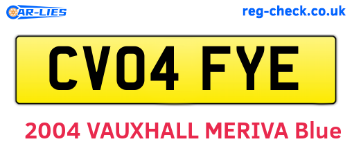 CV04FYE are the vehicle registration plates.