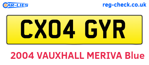 CX04GYR are the vehicle registration plates.