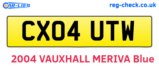 CX04UTW are the vehicle registration plates.