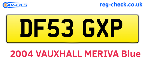 DF53GXP are the vehicle registration plates.
