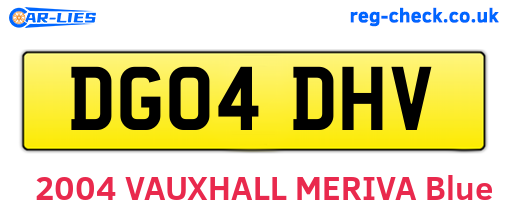 DG04DHV are the vehicle registration plates.