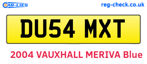 DU54MXT are the vehicle registration plates.