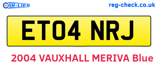 ET04NRJ are the vehicle registration plates.
