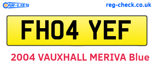 FH04YEF are the vehicle registration plates.