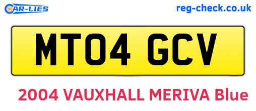 MT04GCV are the vehicle registration plates.