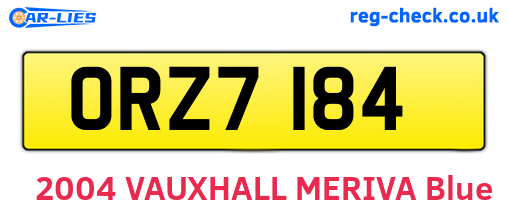 ORZ7184 are the vehicle registration plates.