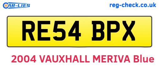 RE54BPX are the vehicle registration plates.