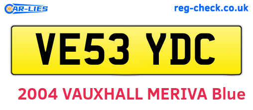 VE53YDC are the vehicle registration plates.