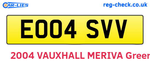 EO04SVV are the vehicle registration plates.