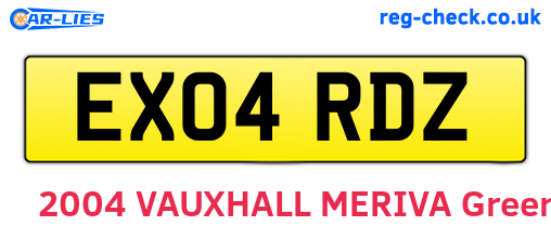 EX04RDZ are the vehicle registration plates.