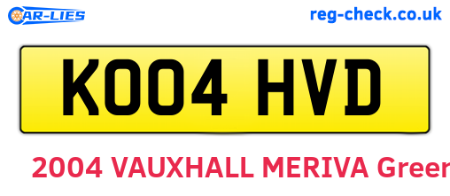 KO04HVD are the vehicle registration plates.