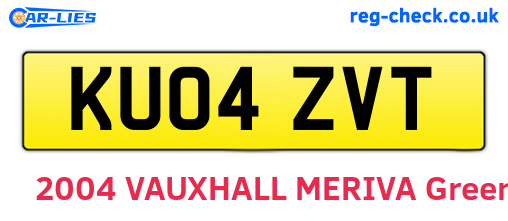 KU04ZVT are the vehicle registration plates.