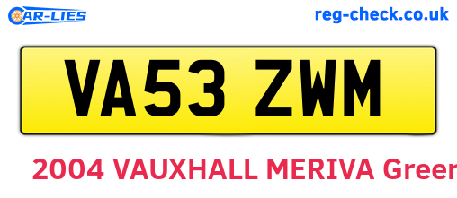 VA53ZWM are the vehicle registration plates.