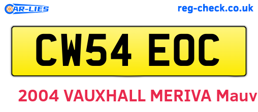 CW54EOC are the vehicle registration plates.