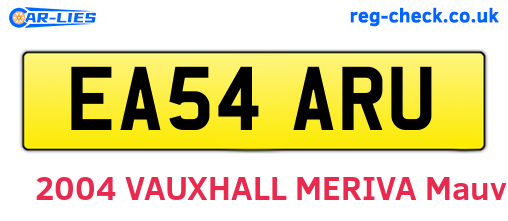 EA54ARU are the vehicle registration plates.