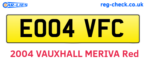 EO04VFC are the vehicle registration plates.
