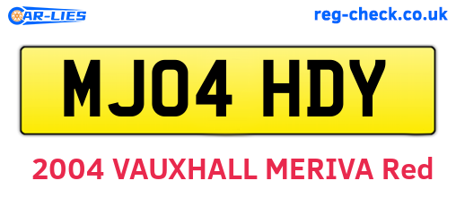 MJ04HDY are the vehicle registration plates.
