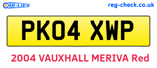 PK04XWP are the vehicle registration plates.