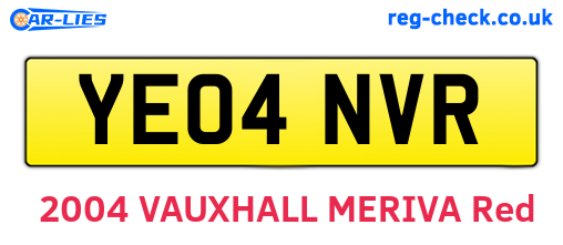 YE04NVR are the vehicle registration plates.