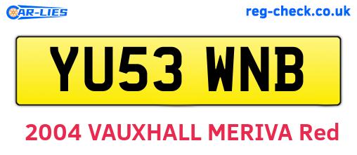 YU53WNB are the vehicle registration plates.