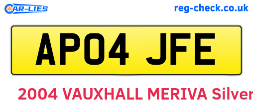 AP04JFE are the vehicle registration plates.