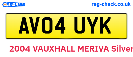 AV04UYK are the vehicle registration plates.