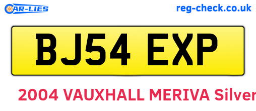 BJ54EXP are the vehicle registration plates.