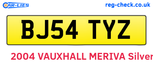 BJ54TYZ are the vehicle registration plates.