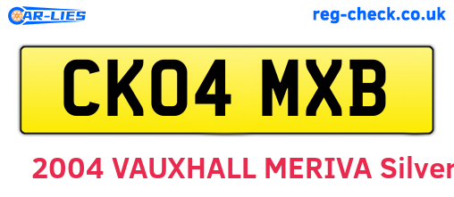 CK04MXB are the vehicle registration plates.