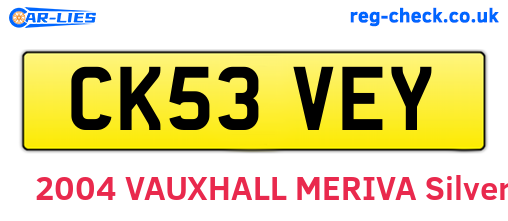 CK53VEY are the vehicle registration plates.