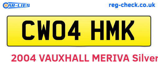 CW04HMK are the vehicle registration plates.