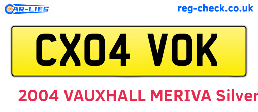 CX04VOK are the vehicle registration plates.